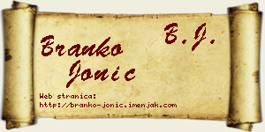 Branko Jonić vizit kartica